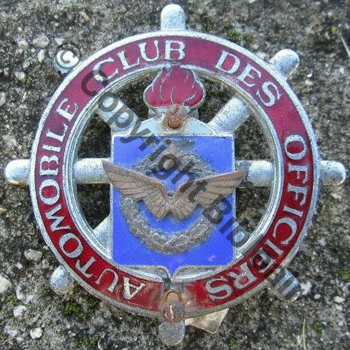 ASSOC  AUTOMOBILE CLUB OFFICIERS AIR  Plaque de calandre  SM 2Pattes Embouti 90mm Src.miking17 42Eur12.20